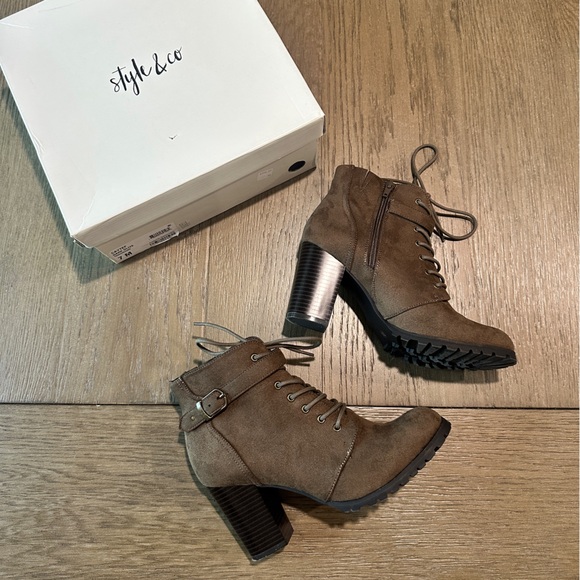 Style & Co. Shoes - Style & Co. Dark Olive Combat Boots Size 7 Like New